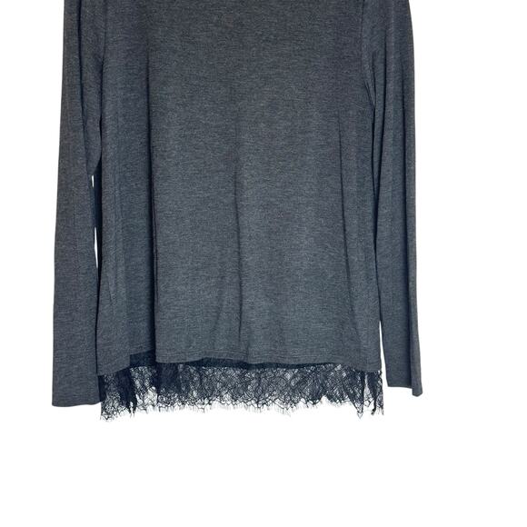 Joe Fresh Heather Gray Lace Long Sleeve Top Size Large - Gothcore Style - Picture 4 of 7